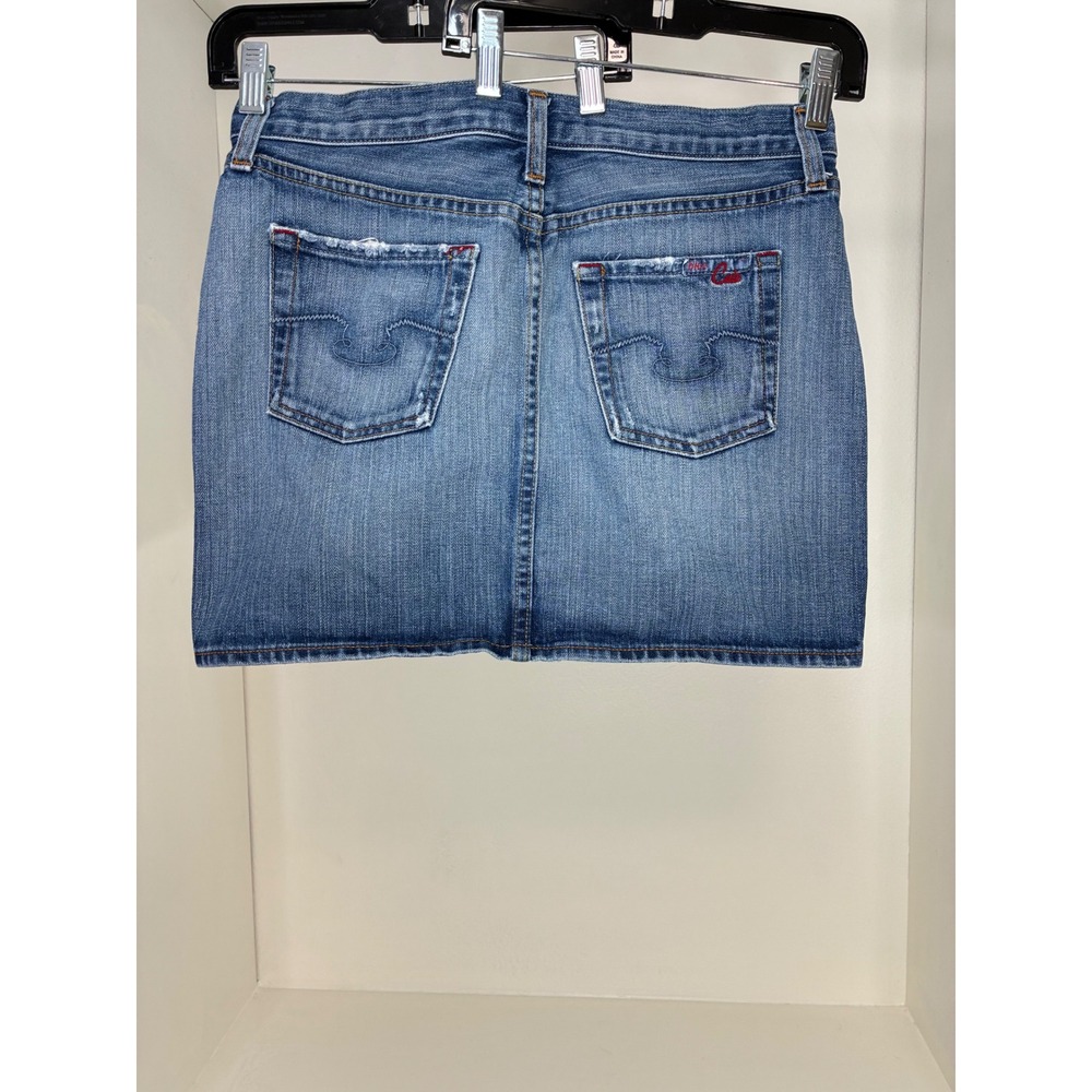 Blue Cult Denim Mini Skirt Womens 29 Medium Wash Low Rise 481RDBT Made in USA